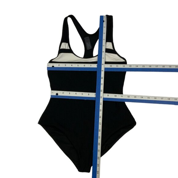 Hurley Block Party Racerback One Piece Swimsuit S Black Striped Beach - Picture 10 of 12
